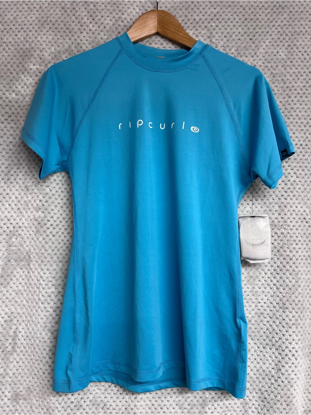 Rip Curl Teal Logo Short-Sleeve Kids Rash Guard